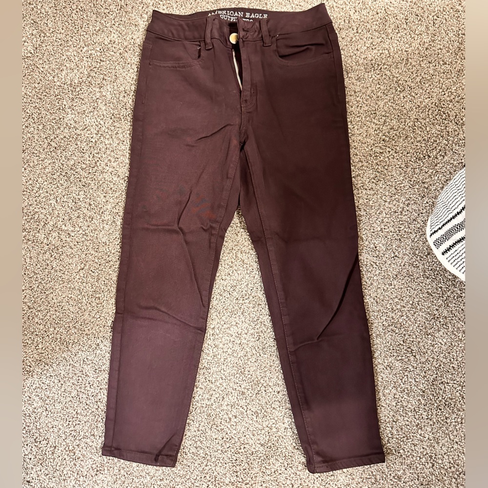 Plum American Eagle Hi-Rise Jegging Crop Jeans
